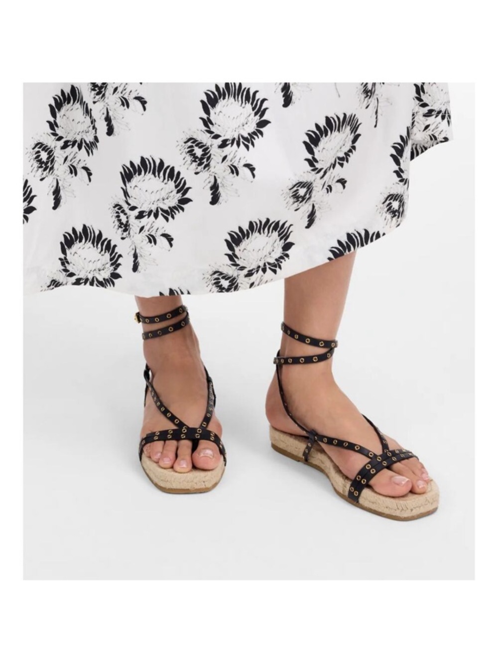 Madewell Black Studded Wrap Espadrille Sandals